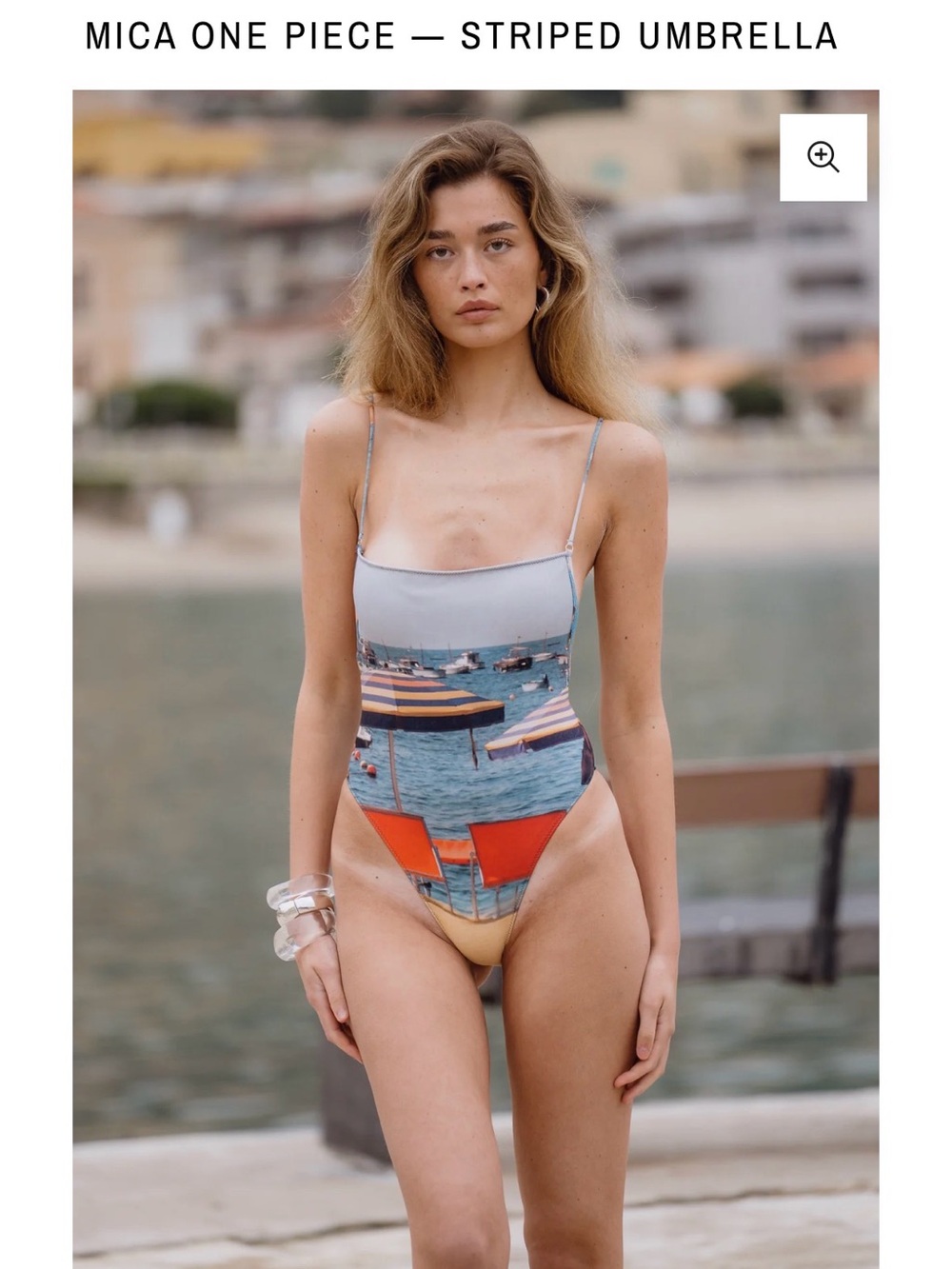 Mica One-Piece Swimsuit - Striped Umbrella Print -